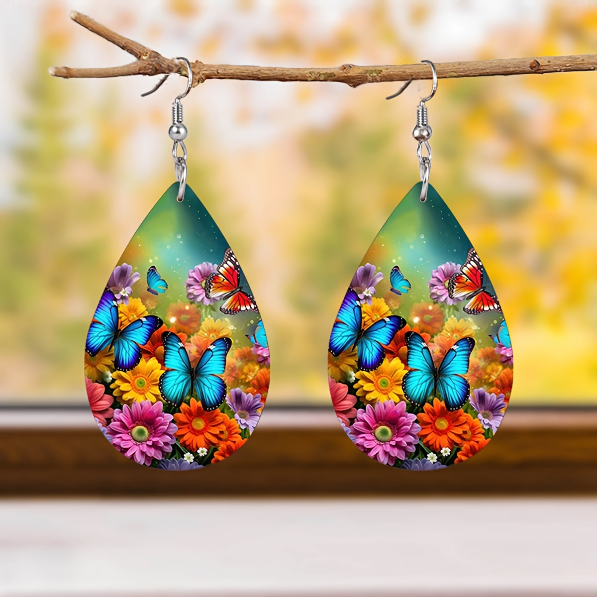 Women's Abstract Pattern Wooden Long Earrings, Gift